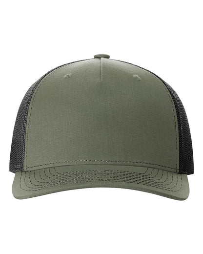 Richardson 112FP Five-Panel Trucker Cap in Loden Green/Black