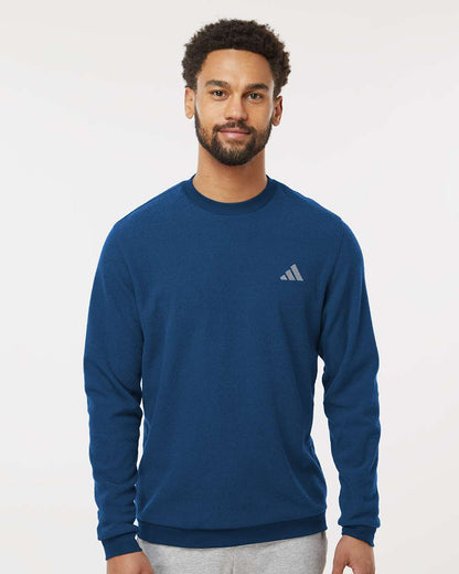 adidas Men's Terry Loop Crewneck Sweatshirt in Collegiate Navy, style A586
