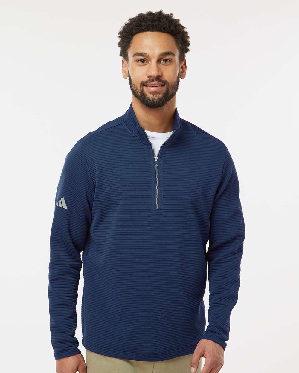 adidas Men's Spacer Quarter-Zip Pullover in Collegiate Navy, style A588