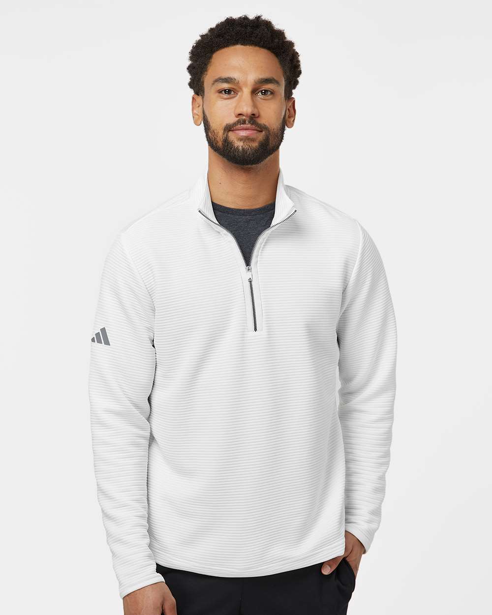 adidas Men's Spacer Quarter-Zip Pullover in Core White, style A588