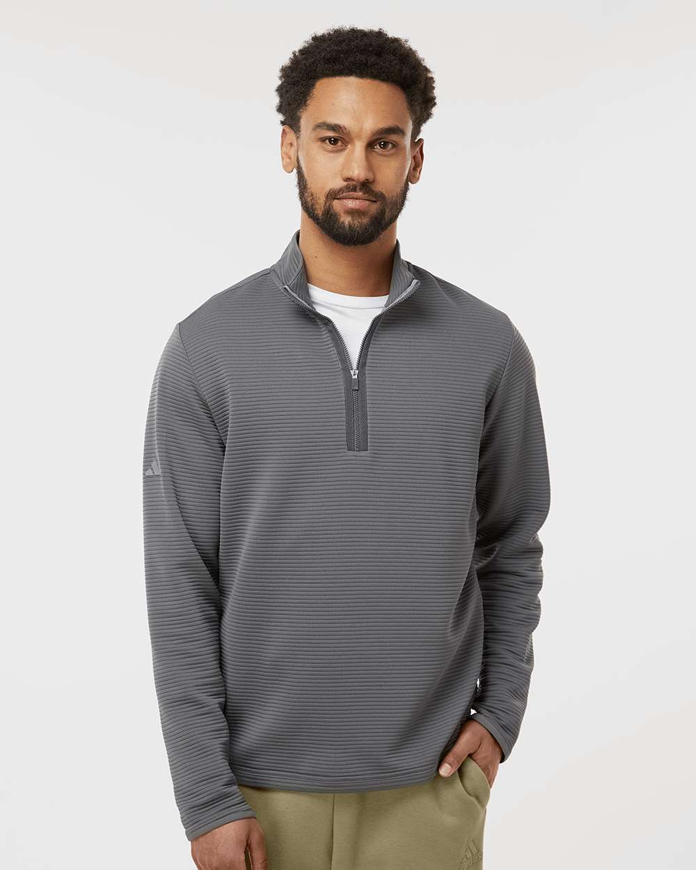 adidas Men's Spacer Quarter-Zip Pullover in Grey Five, style A588