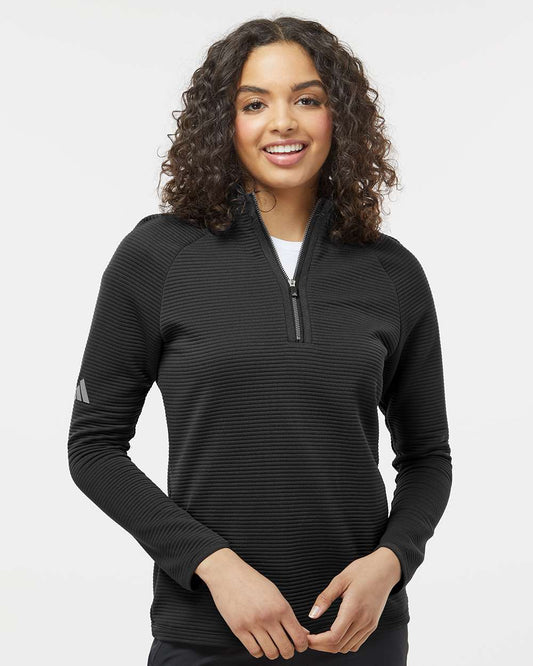 adidas Women's Spacer Quarter-Zip Pullover in Black, style A589