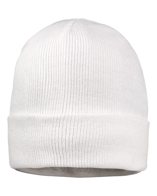 Sportsman SP12SL 12" Sherpa Lined Cuffed Beanie in White