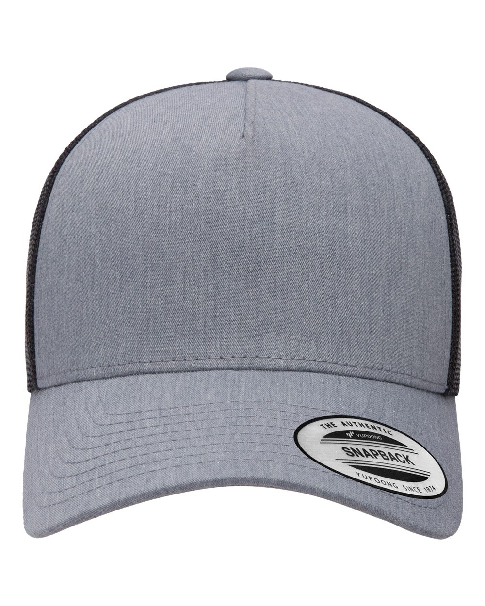 YP Classics 6506 Five-Panel Retro Trucker Cap in Heather/Black