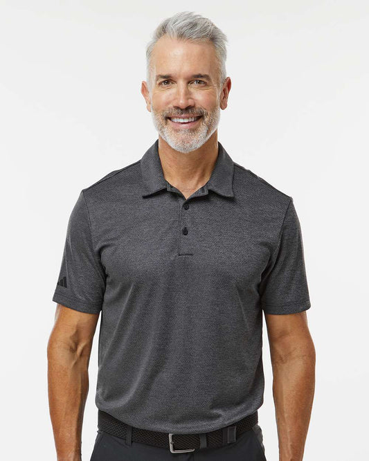 adidas Men's Space Dyed Polo in Black Melange, style A591