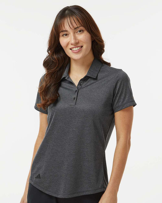 adidas Women's Space Dyed Polo in Black Melange, style A592