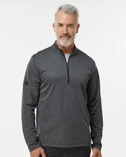adidas Men's Space Dyed Quarter-Zip Pullover in Black Melange, style A593