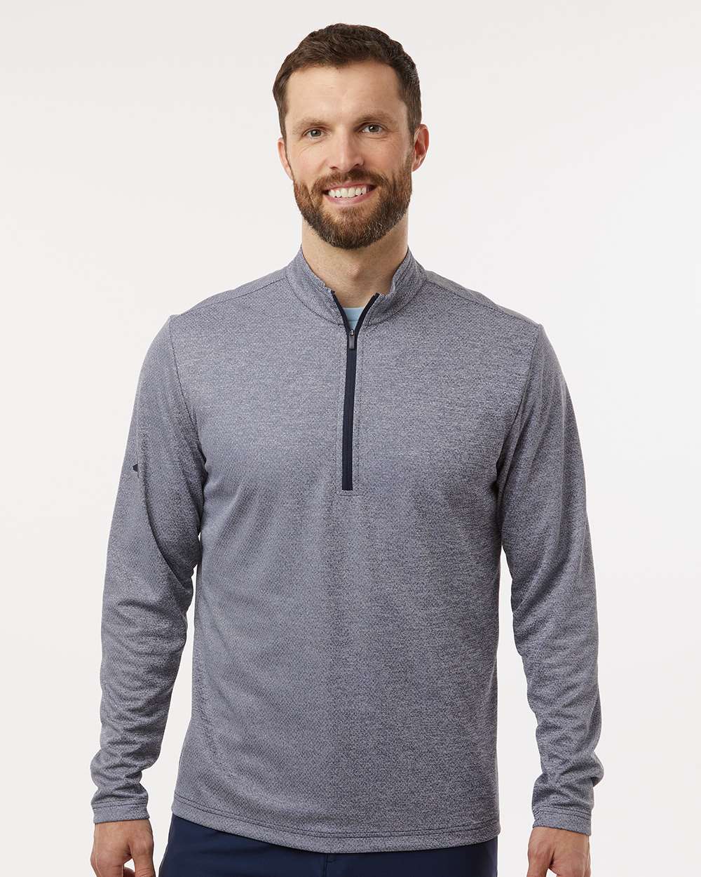 adidas Men's Space Dyed Quarter-Zip Pullover in Collegiate Navy Melange, style A593