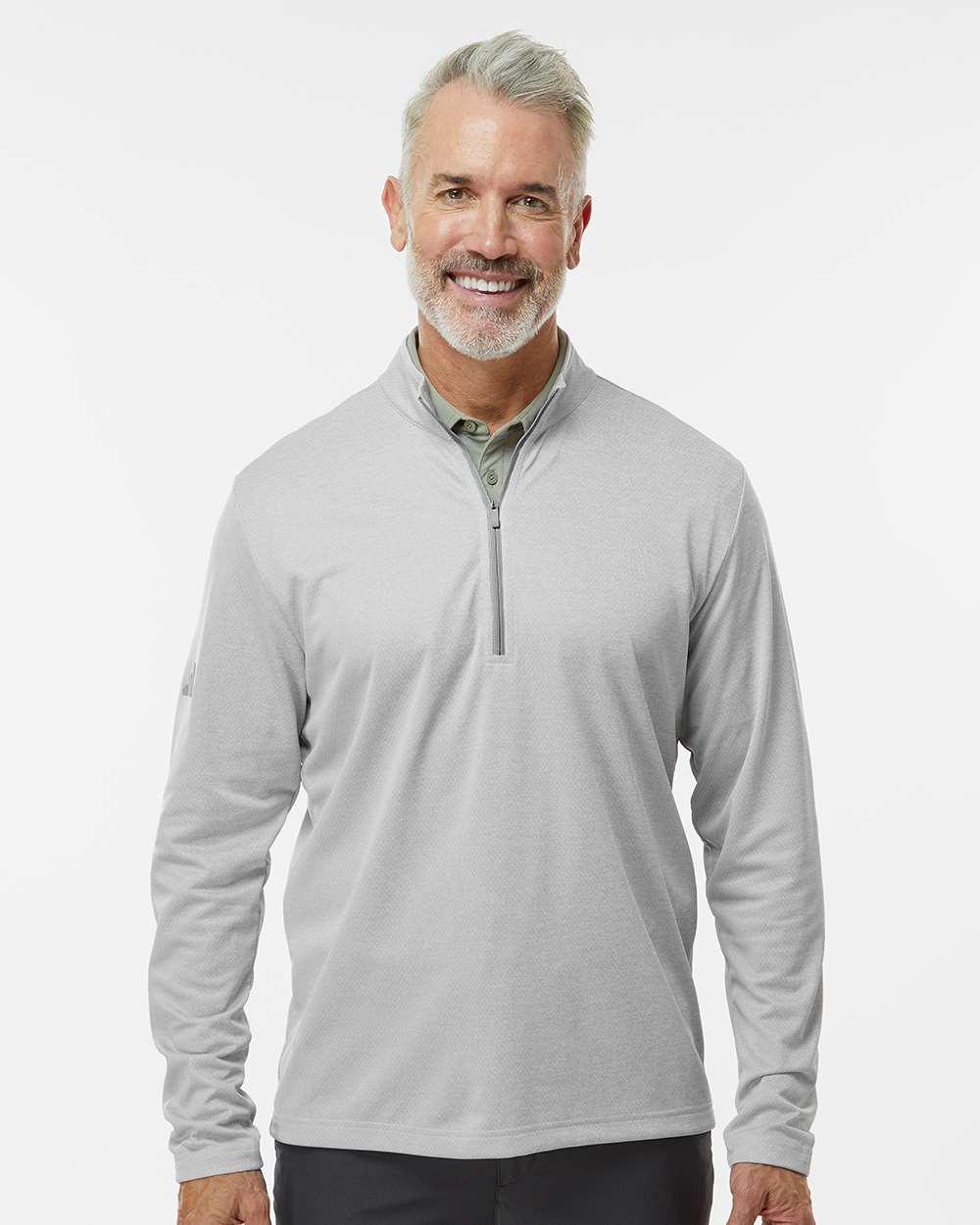 adidas Men's Space Dyed Quarter-Zip Pullover in Grey One Heather, style A593
