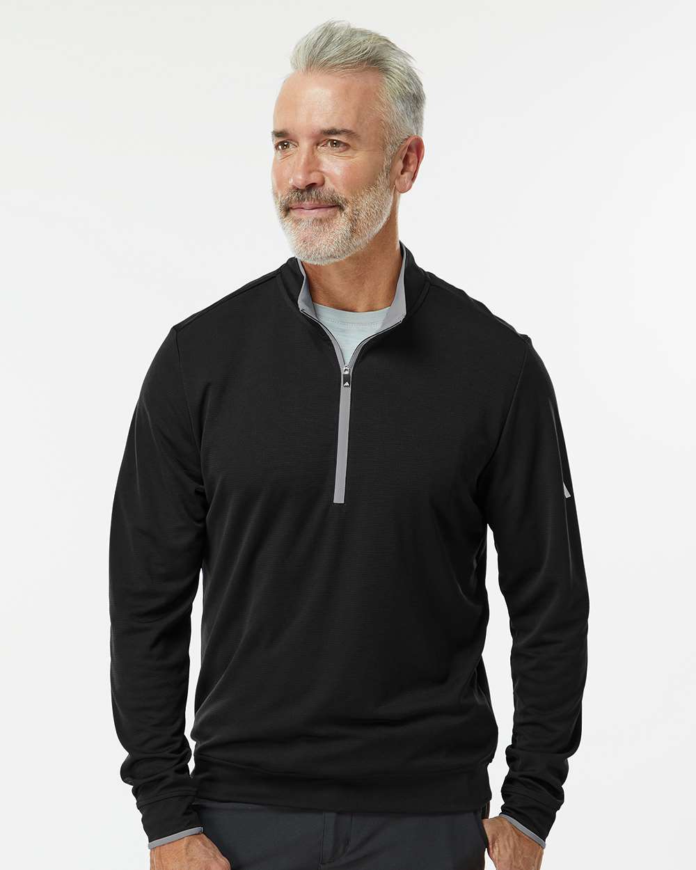 adidas Men's Performance Lightweight Quarter-Zip Pullover in Black/ Grey Three, style A2002