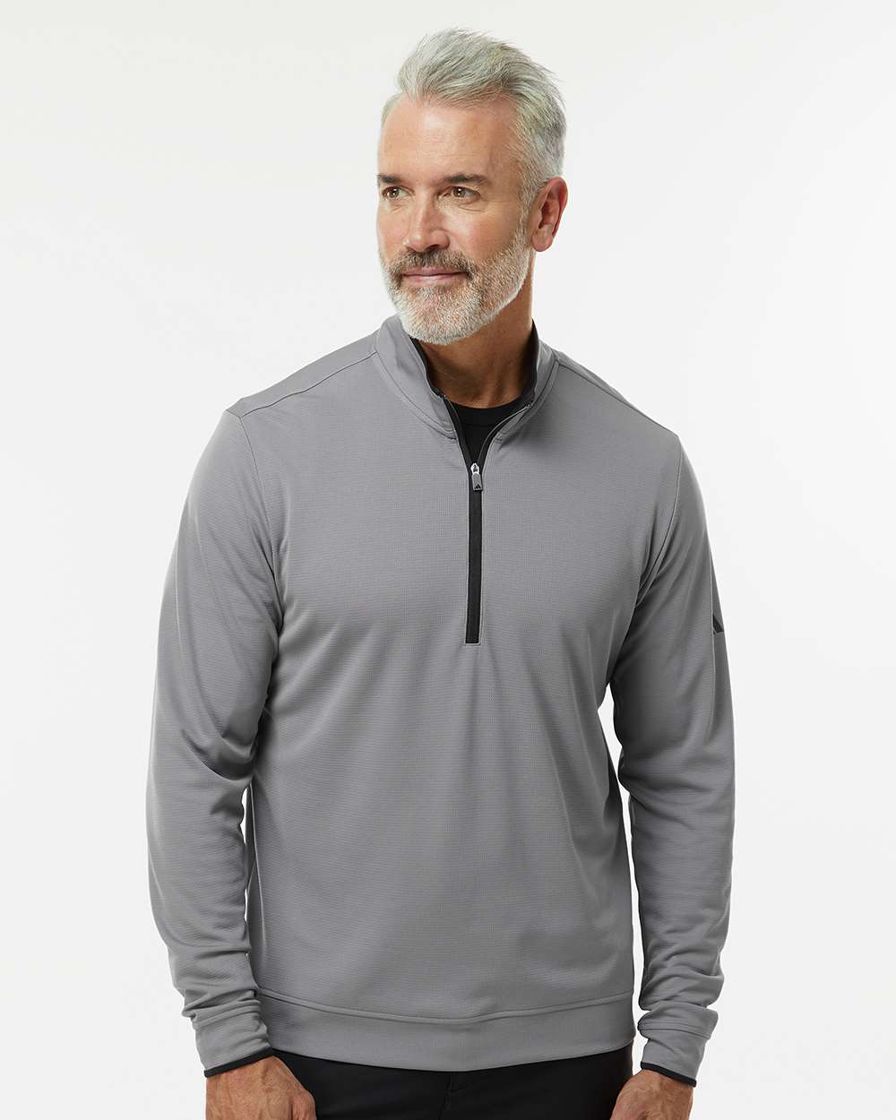adidas Men's Performance Lightweight Quarter-Zip Pullover in Grey Three/ Black, style A2002