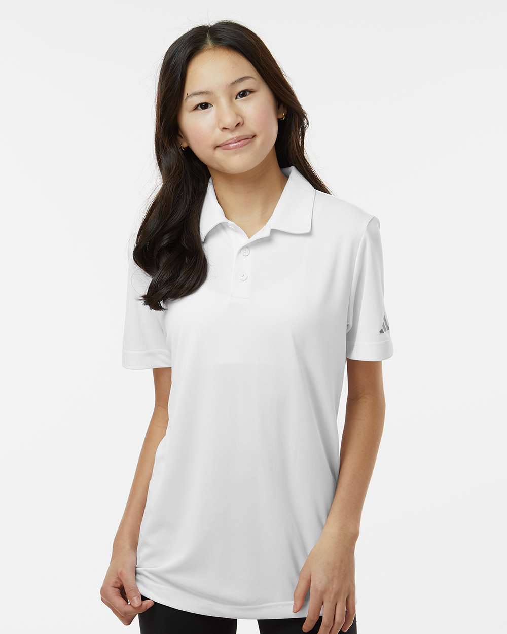 adidas Youth Performance Polo in White, style A4000