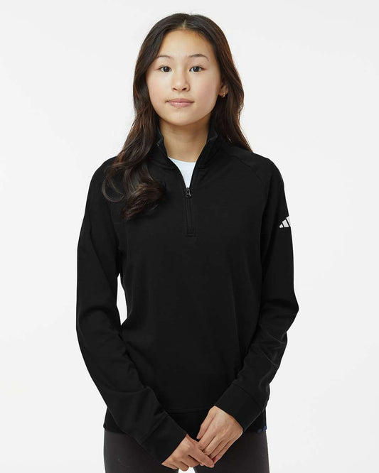adidas Youth Performance Quarter-Zip Pullover in Black, style A4001