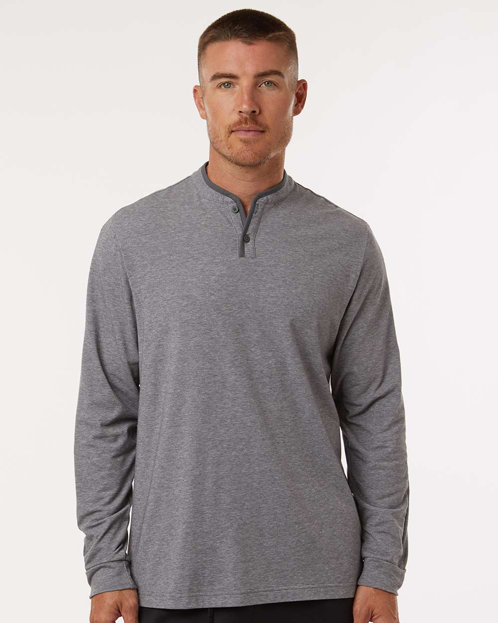 adidas Men's Henley Long Sleeve T-Shirt in Grey Five Melange, style A597