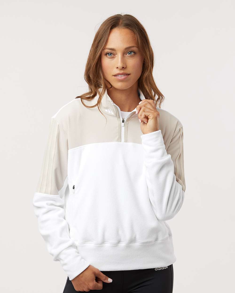 adidas Women's Fleece Quarter-Zip Pullover in Alumina, style A601