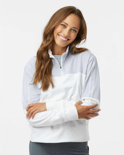 adidas Women's Fleece Quarter-Zip Pullover in Halo Blue, style A601