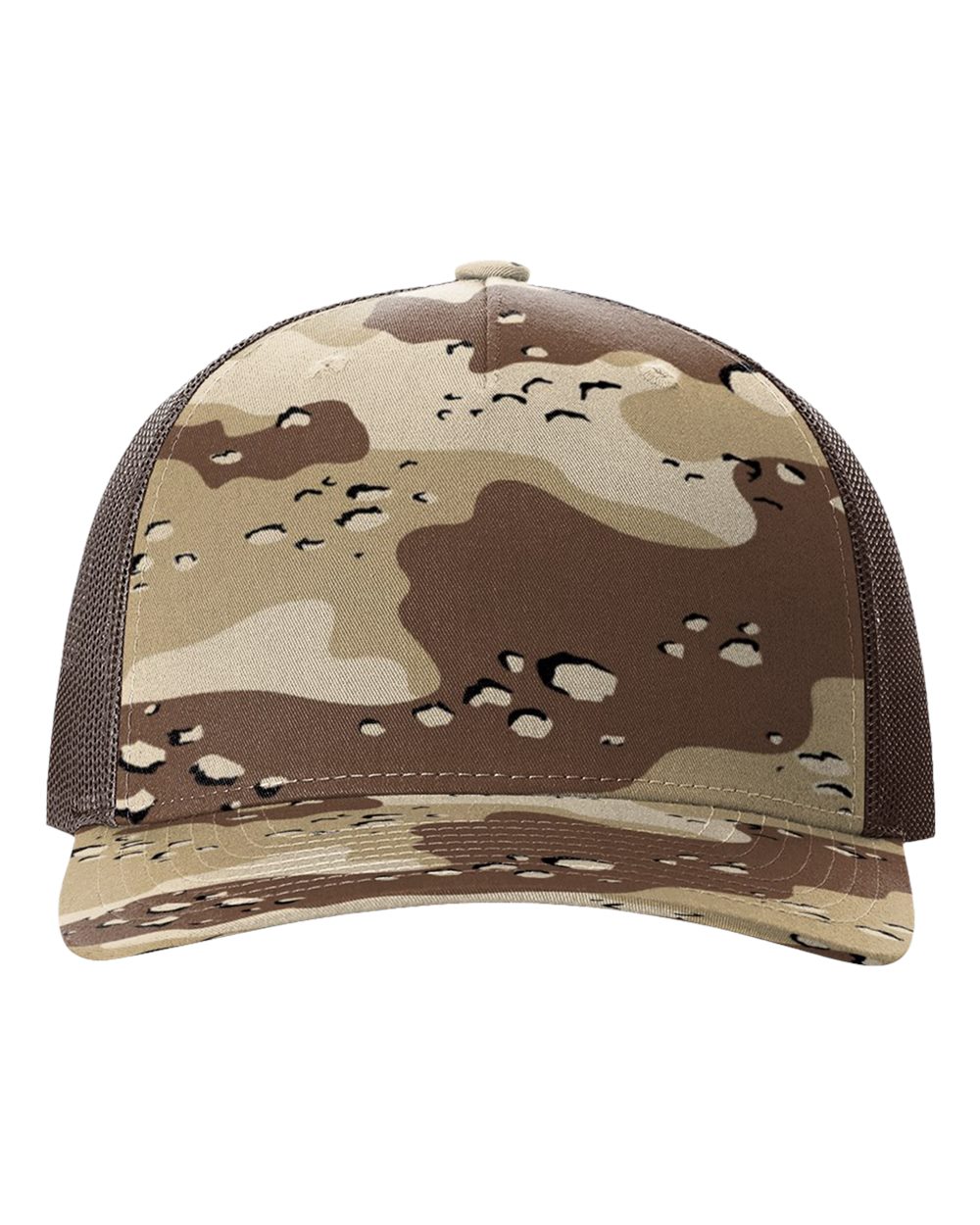 Richardson 112PFP Printed Five-Panel Camo Trucker Cap in Desert Camo/Brown