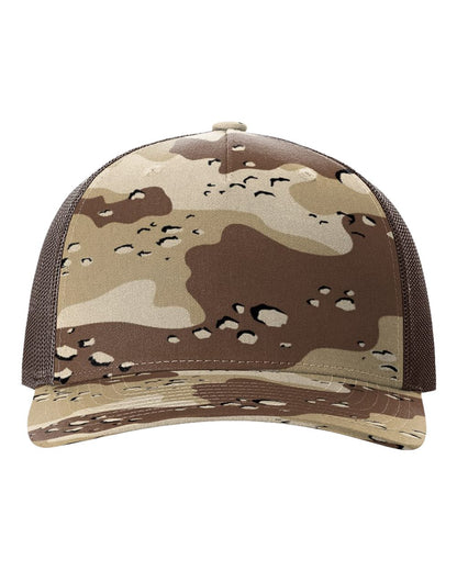 Richardson 112PFP Printed Five-Panel Camo Trucker Cap in Desert Camo/Brown