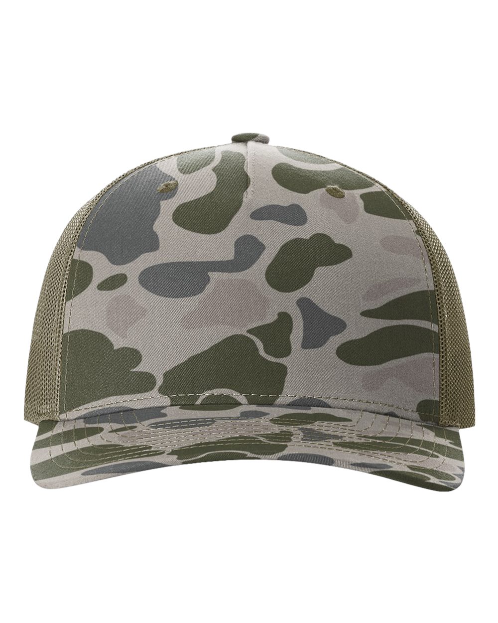 Richardson 112PFP Printed Five-Panel Camo Trucker Cap in Marsh Duck Camo/Loden