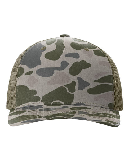 Richardson 112PFP Printed Five-Panel Camo Trucker Cap in Marsh Duck Camo/Loden