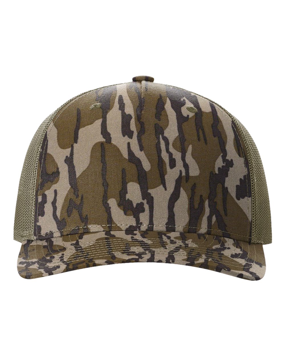 Richardson 112PFP Printed Five-Panel Camo Trucker Cap in Mossy Oak Bottomland/Loden