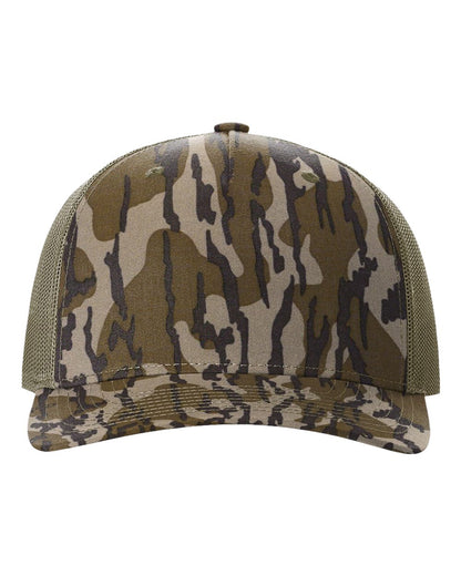 Richardson 112PFP Printed Five-Panel Camo Trucker Cap in Mossy Oak Bottomland/Loden