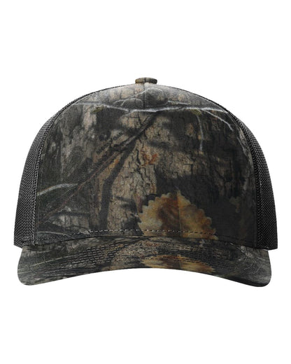 Richardson 112PFP Printed Five-Panel Camo Trucker Cap in Mossy Oak Country DNA/Black