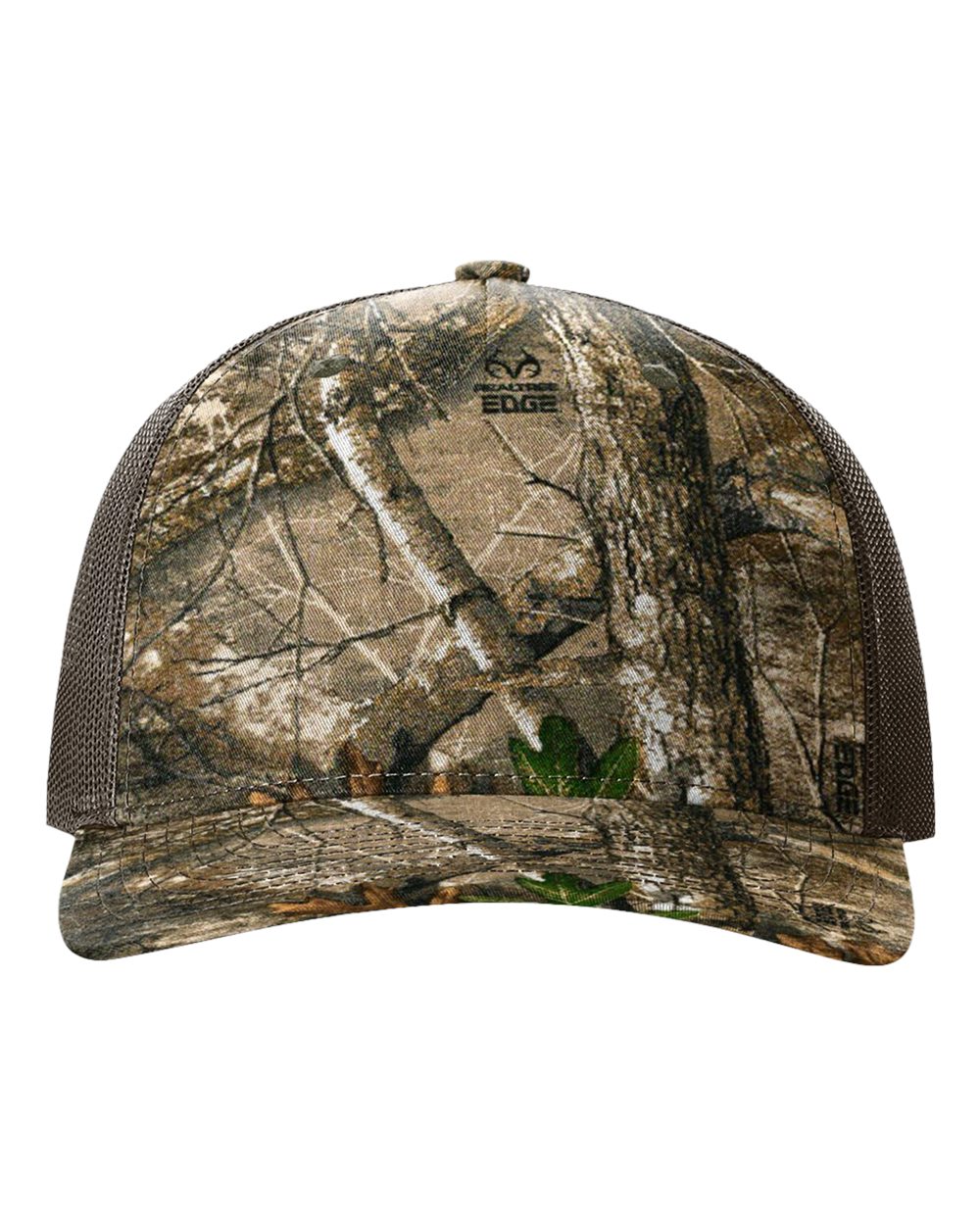 Richardson 112PFP Printed Five-Panel Camo Trucker Cap in Realtree Edge/Brown