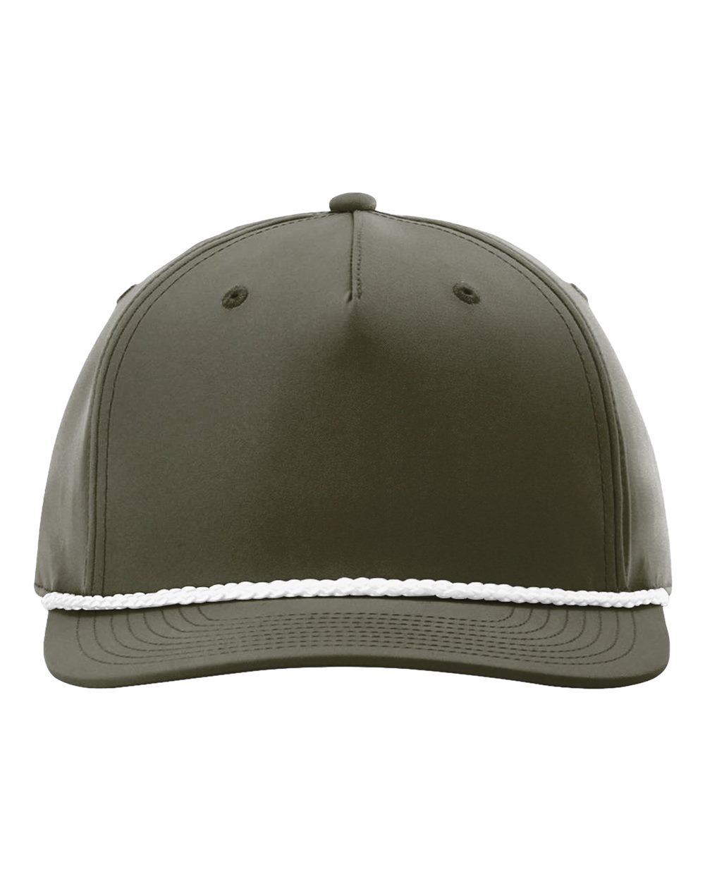 Richardson 258 Five-Panel Classic Rope Cap in Dark Olive Green/White