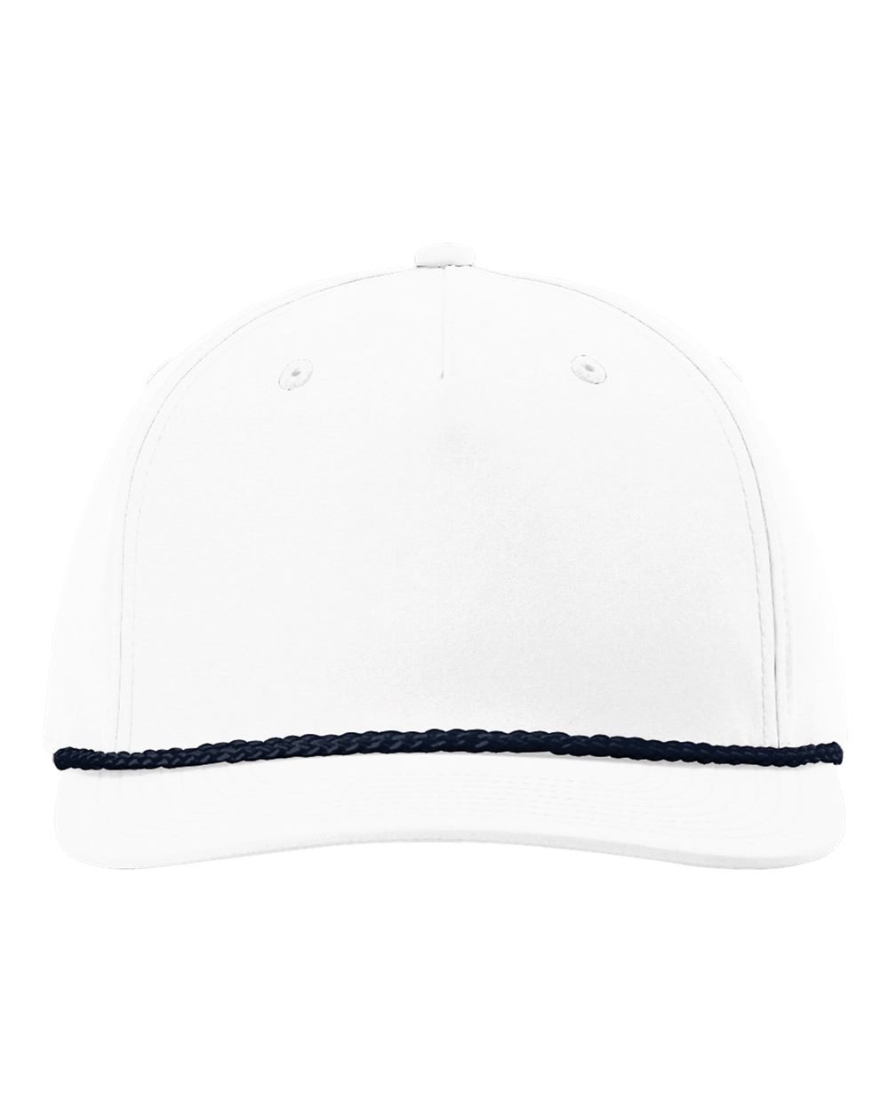 Richardson 258 Five-Panel Classic Rope Cap in White/Navy