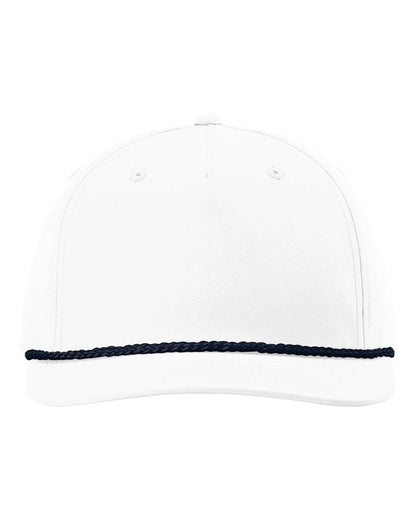 Richardson 258 Five-Panel Classic Rope Cap in White/Navy