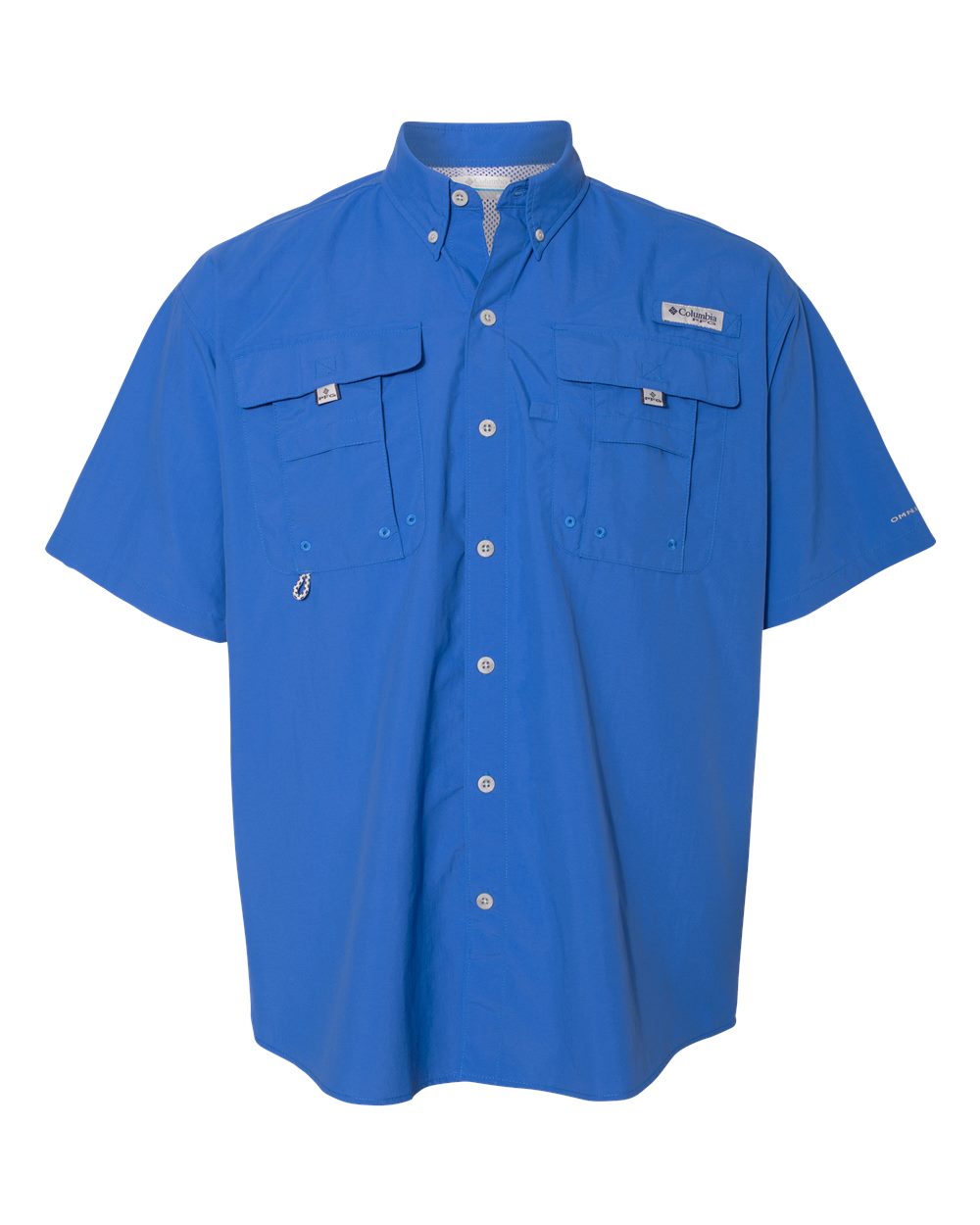 Columbia Men's PFG Bahama II Short Sleeve Shirt blank in Vivid Blue, style 212464