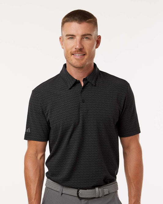 adidas Men's Blended Printed Polo in Black, style A702