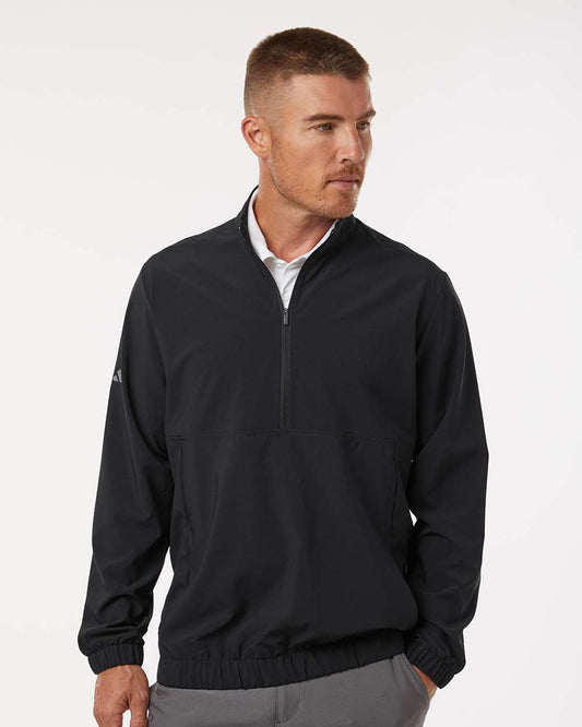 adidas Men's Stretch Woven Half-Zip Pullover in Black, style A705