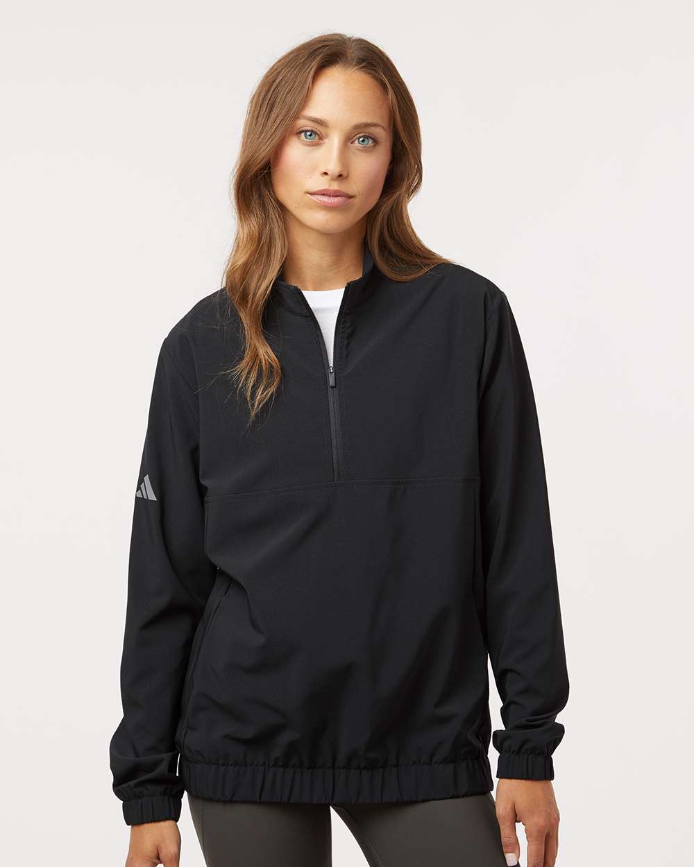 adidas Women's Stretch Woven Half-Zip Pullover in Black, style A706