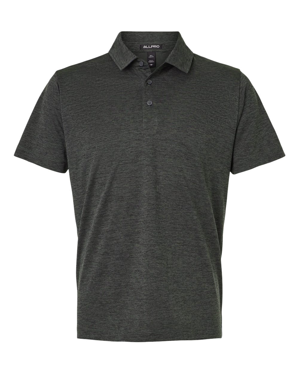AllPro Men's Pro-Lock Performance Mélange Polo blank in Black Melange, style 4HM00