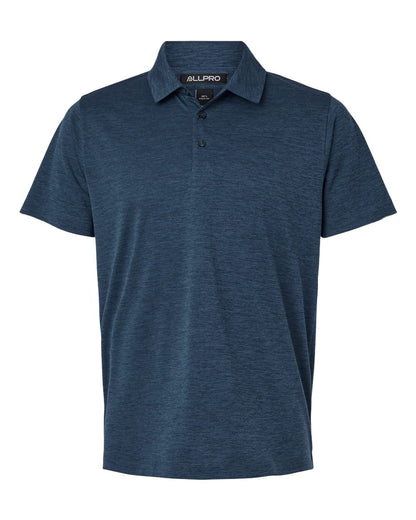 AllPro Men's Pro-Lock Performance Mélange Polo blank in Navy Melange, style 4HM00