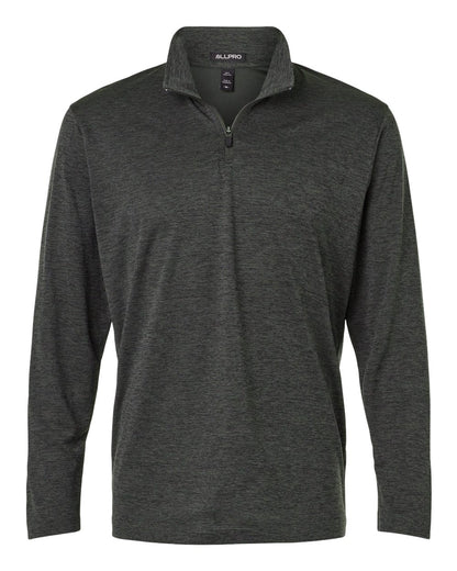 AllPro Men's Pro-Lock Performance Mélange Quarter-Zip Pullover blank in Black Melange, style 4HM700