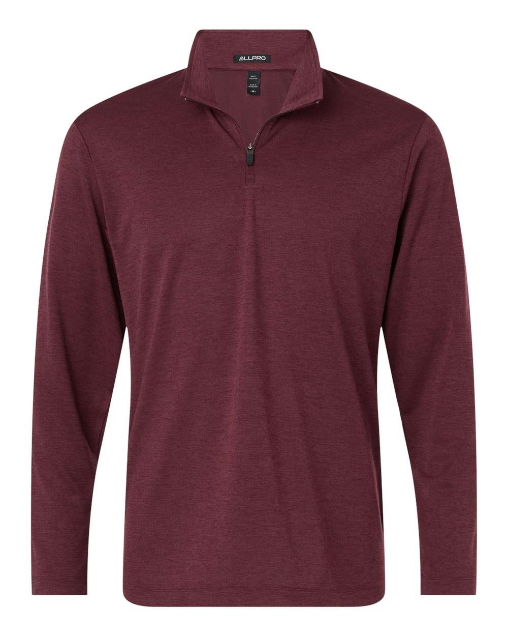 AllPro Men's Pro-Lock Performance Mélange Quarter-Zip Pullover blank in Maroon Melange, style 4HM700