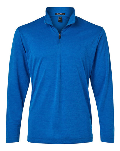 AllPro Men's Pro-Lock Performance Mélange Quarter-Zip Pullover blank in Royal Melange, style 4HM700