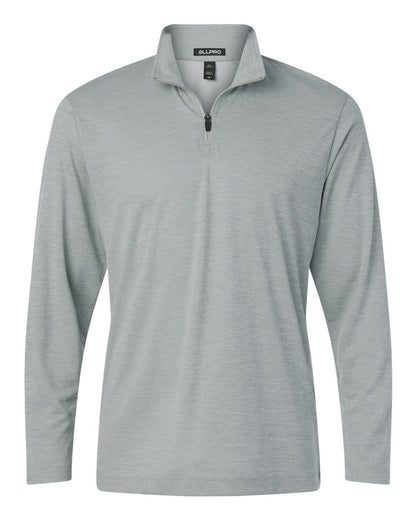 AllPro Men's Pro-Lock Performance Mélange Quarter-Zip Pullover blank in Silver Melange, style 4HM700