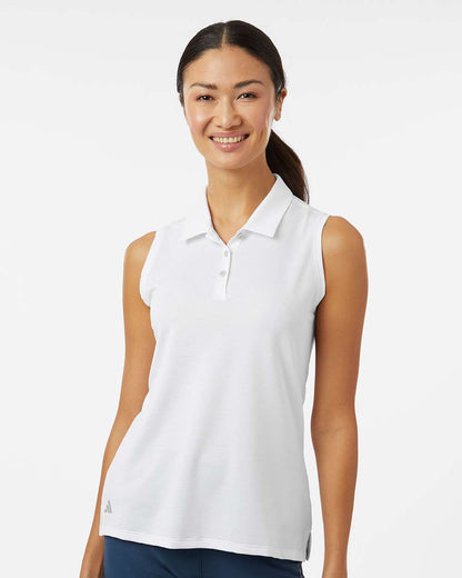 adidas Women's Ottoman Sleeveless Polo in White, style A1005