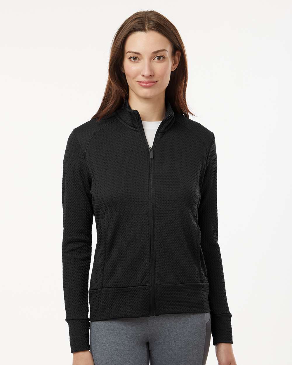 adidas Women's Ultimate365 Textured Full-Zip Jacket in Black, style A1007