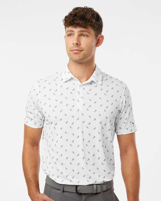 adidas Men's Ultimate365 Mesh Print Polo in White/ Black, style A2012