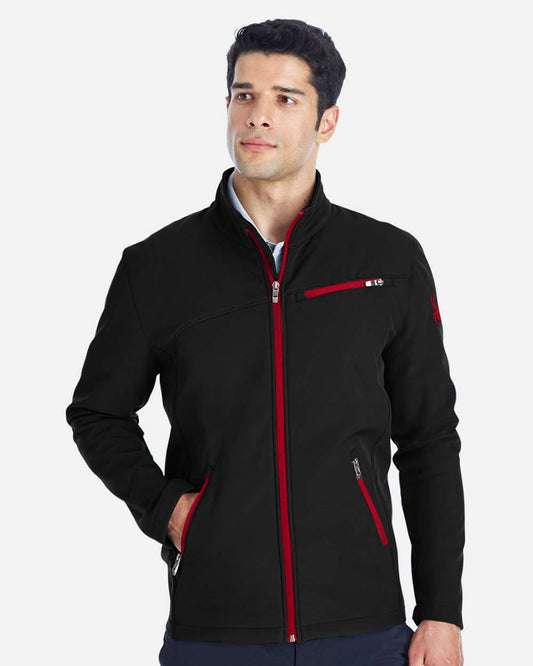 Spyder Men's Transport Soft Shell Jacket in Black/ Red, style 187334
