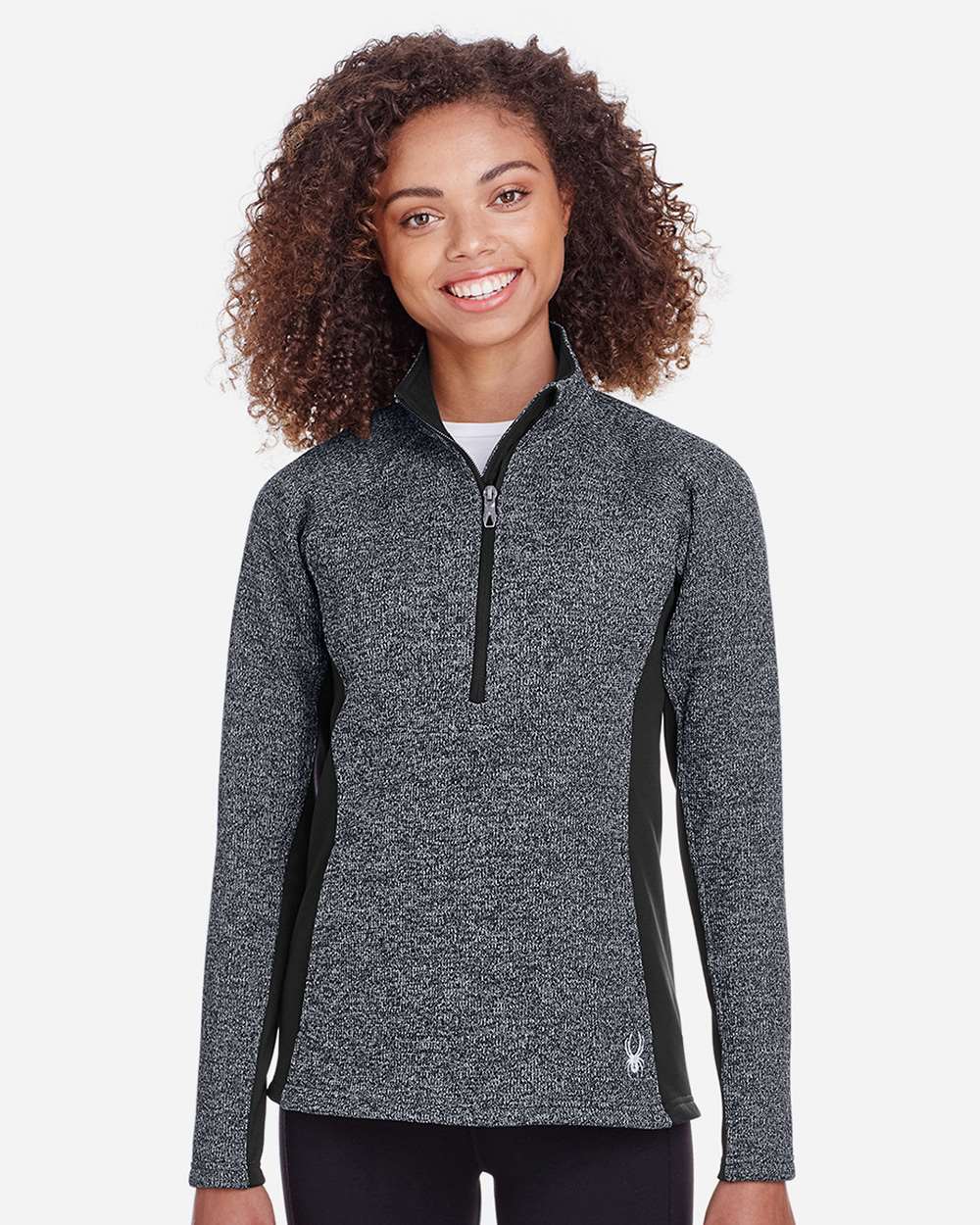 Spyder Women's Constant Half-Zip Sweater Fleece Pullover in Black Heather/ Black, style S16562
