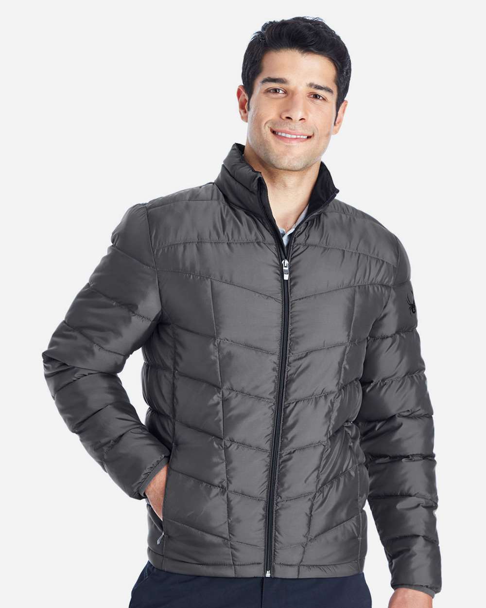 Spyder Men's Pelmo Insulated Puffer Jacket in Polar/ Black, style 187333