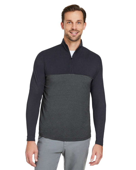 Spyder Men's Spyre Flex Colorblock Quarter-Zip Pullover in Black/ Black Frost, style S18024