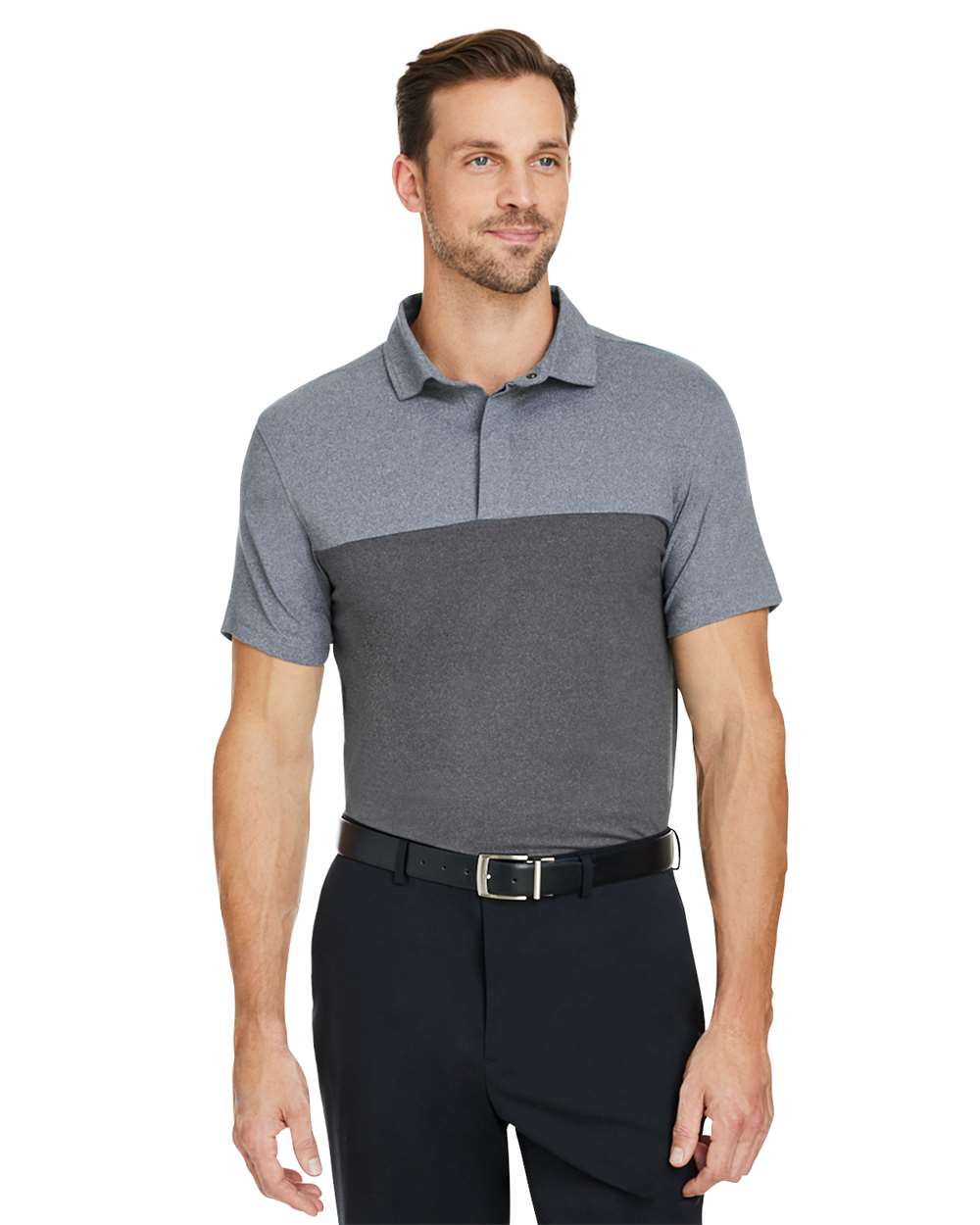 Spyder Men's Spyre Flex Colorblock Polo in Polar Frost/ Black Frost, style S18023