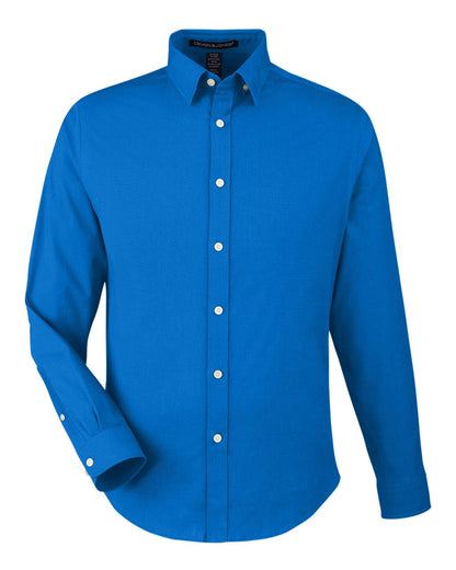 Devon & Jones Men's CrownLux Performance Spencer Poplin Dress Shirt blank in French Blue Melange, style DG505
